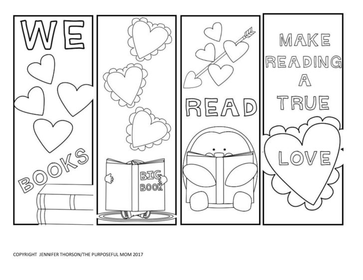 FREE Printable Valentine’s Day Bookmarks To Color