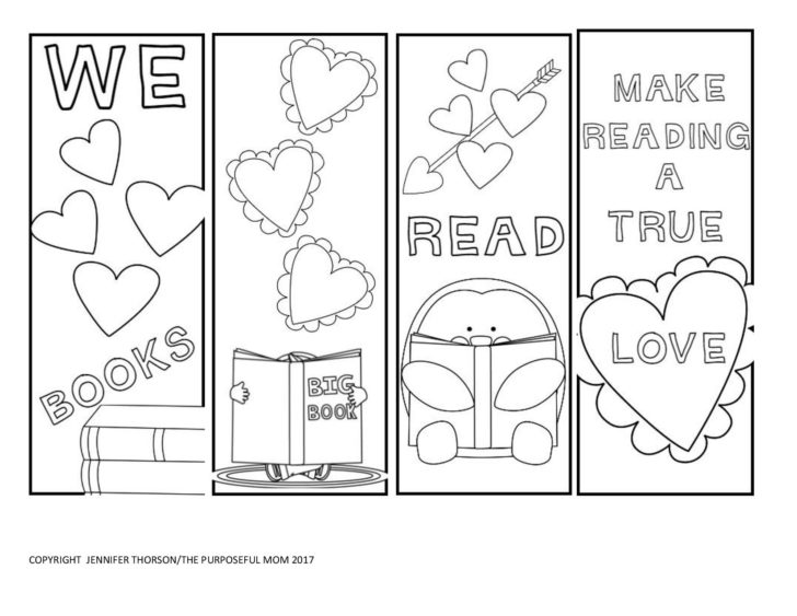 FREE Printable Coloring Valentines Bookmarks