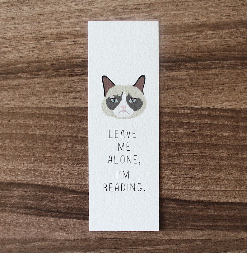 Funny Bookmark Grumpy Cat Bookmark Leave Me Alone Bookmark Etsy