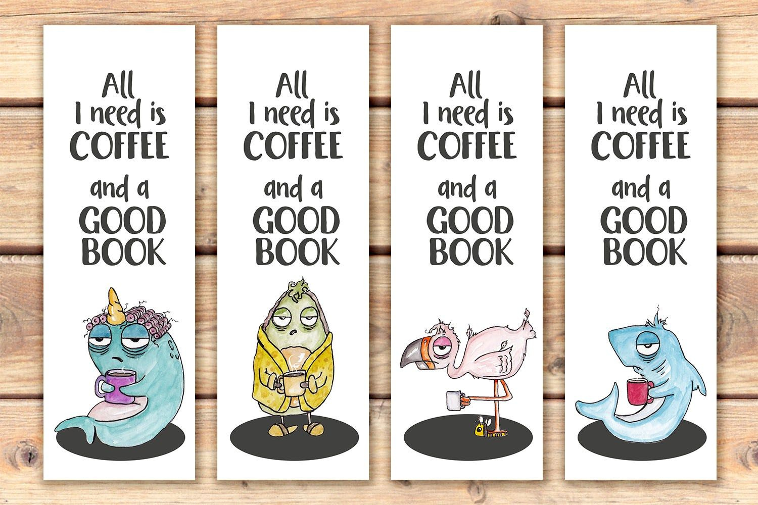 Funny Printable Cartoon Bookmarks I Need Coffee