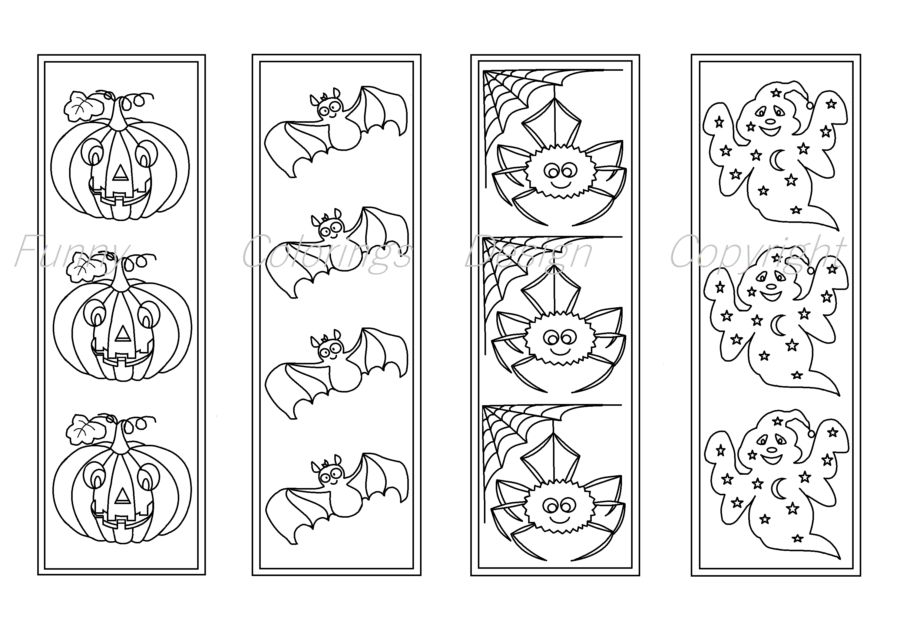 Halloween Coloring Printable Bookmarks Bookmark To Color By Funny 