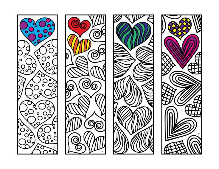 Heart Bookmarks PDF Coloring Page Etsy Boekenleggers Bladwijzer 