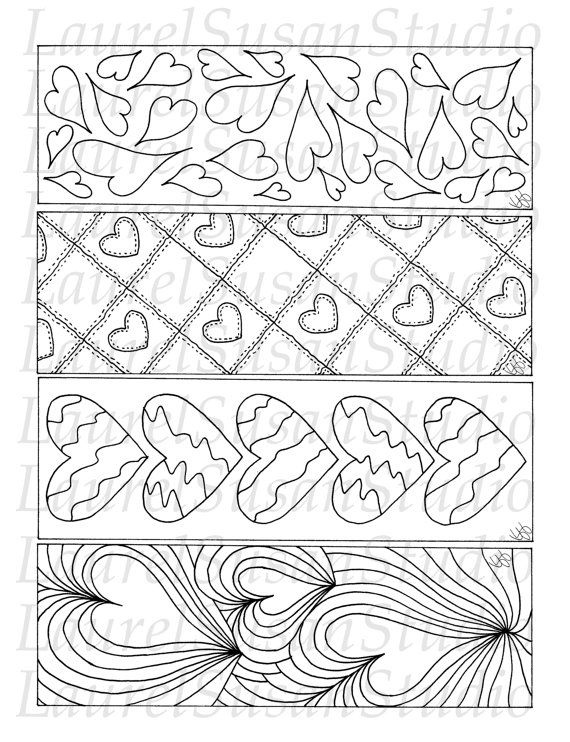 Hearts Bookmarks Printable Valentines Day Coloring Pages PDF 