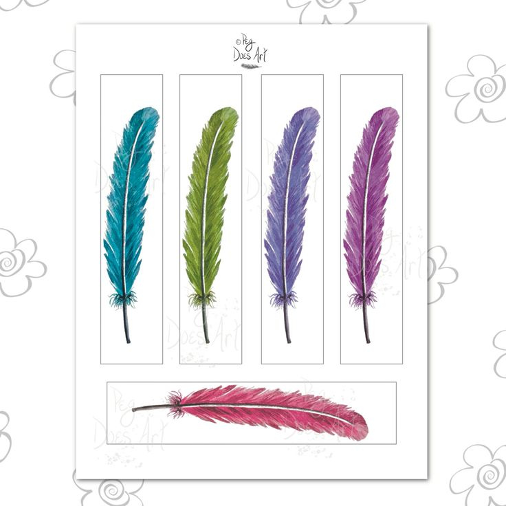 Instant Download Printable Colorful Feather Bookmarks Etsy In 2022 