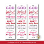 John 3 16 Printable Valentines Bookmark Valentine S Day Etsy