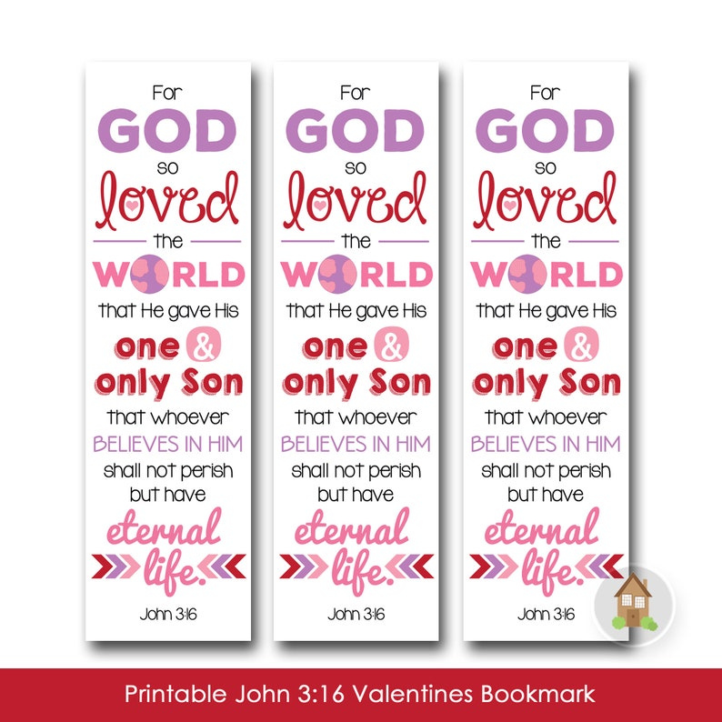 John 3 16 Printable Valentines Bookmark Valentine s Day Etsy