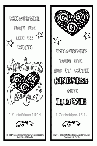 Kindness Love FREE Bible Bookmarks To Colour Coloring Bookmarks 