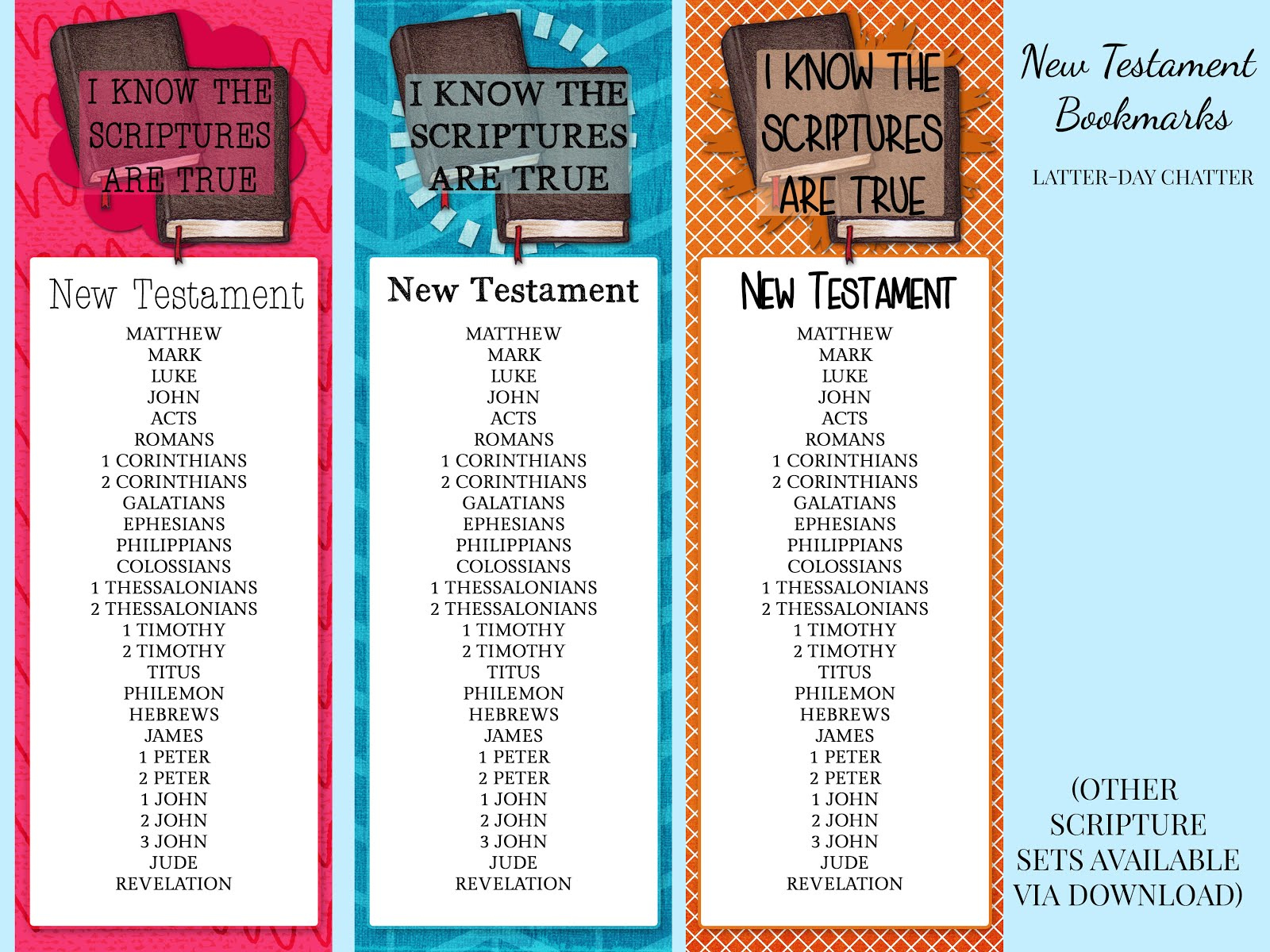 Latter day Chatter Scripture Books Bookmarks