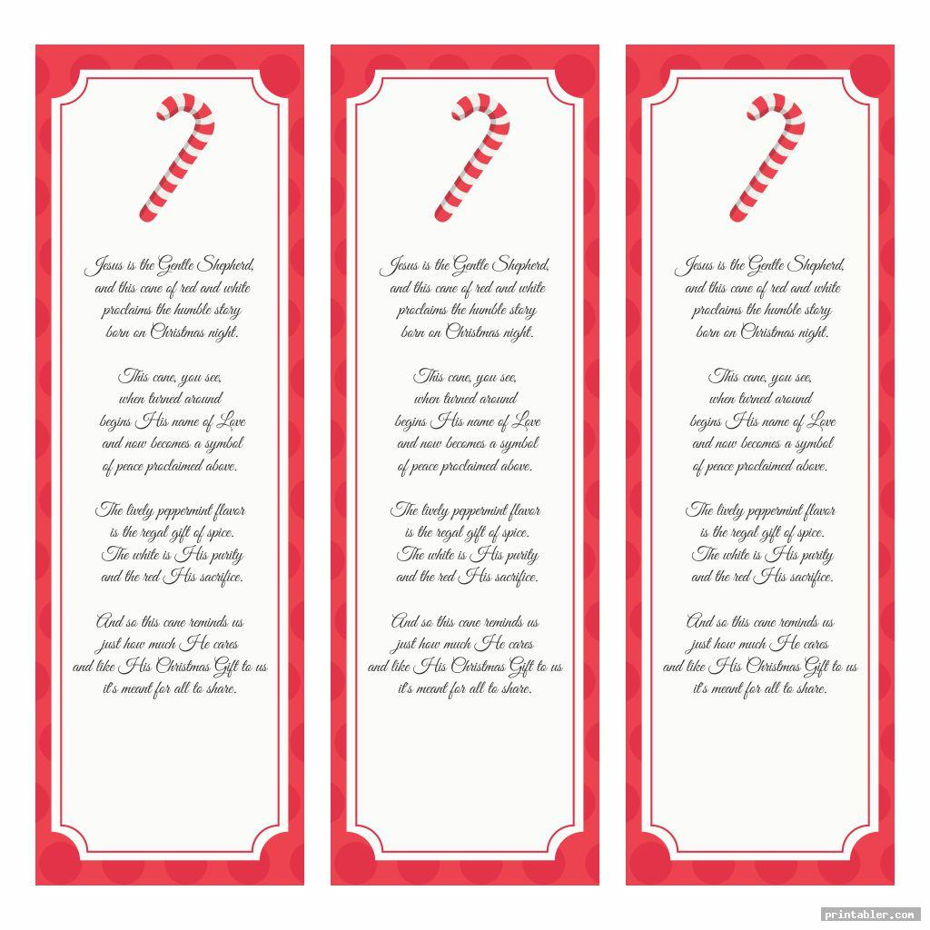 Legend Of The Candy Cane Bookmark Printable Gridgit