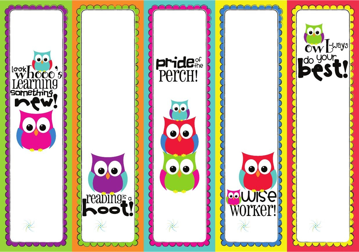 More Bookmarks Owl Theme Classroom Bookmarks Kids Free Printable 