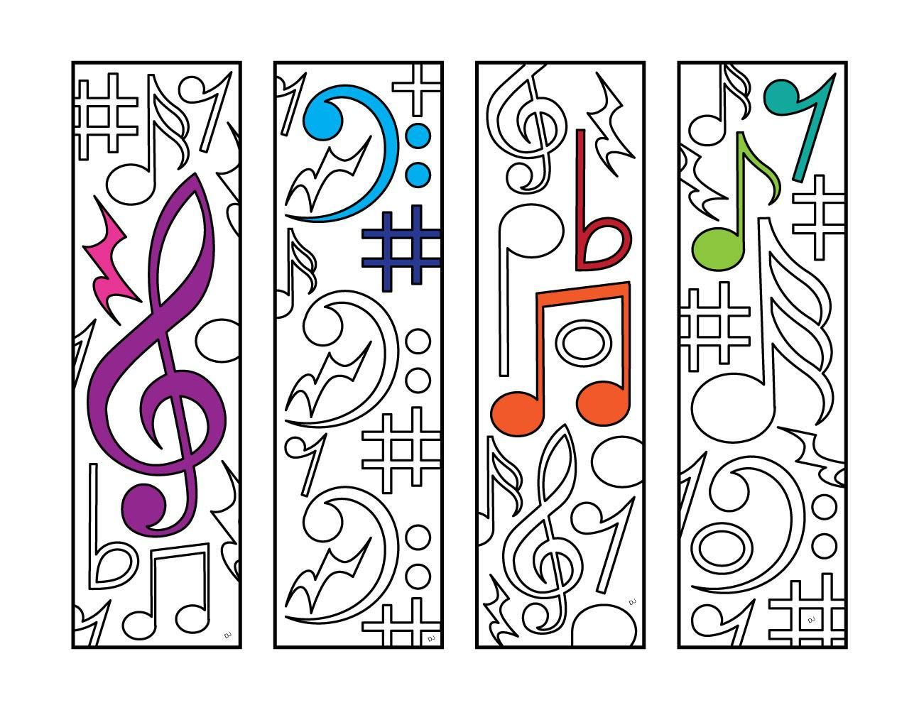 Music Bookmarks PDF Zentangle Coloring Page Coloring Pages 