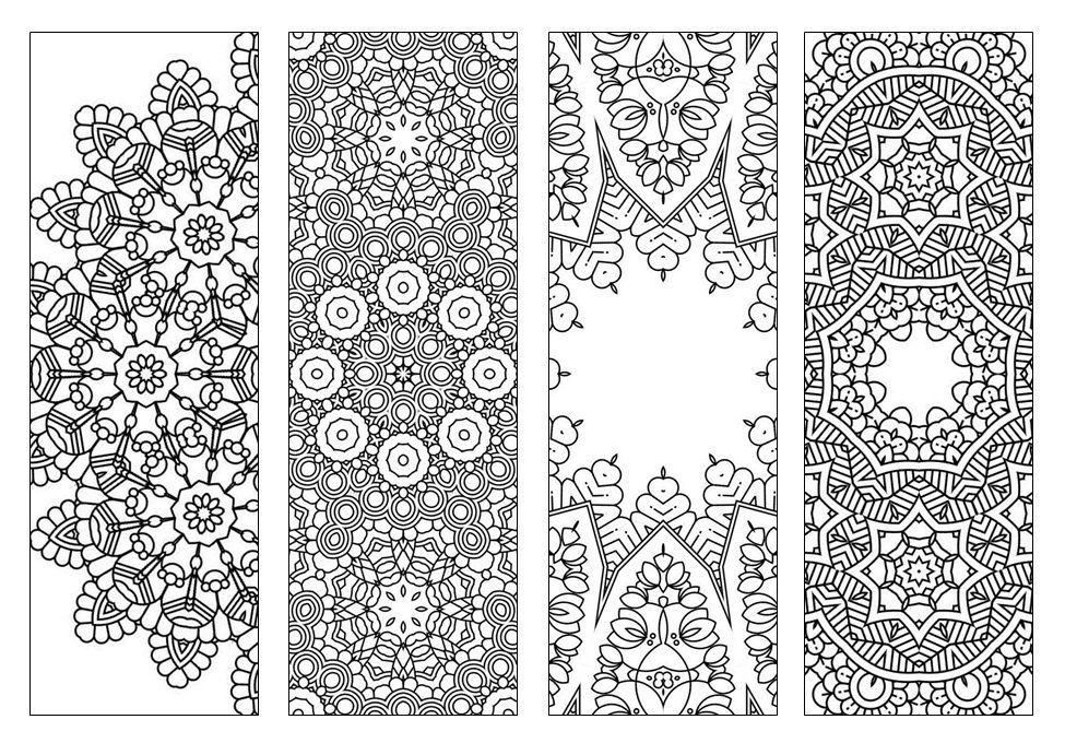 NEW Bookmarks Printable Intricate Mandala Coloring Pages Instant 