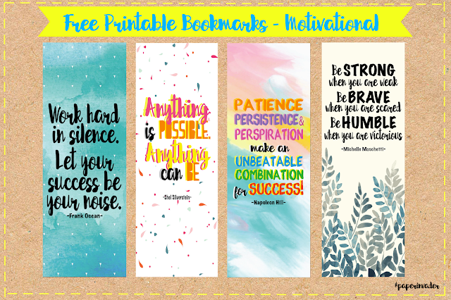 Paper Invader Free Printable Bookmarks Motivational