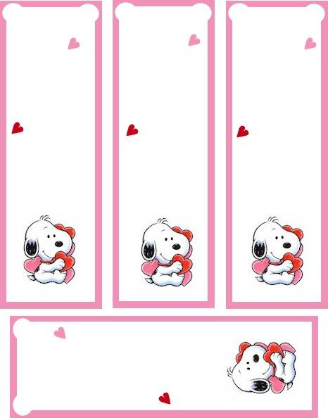 Snoopy Valentine Printable Bookmark