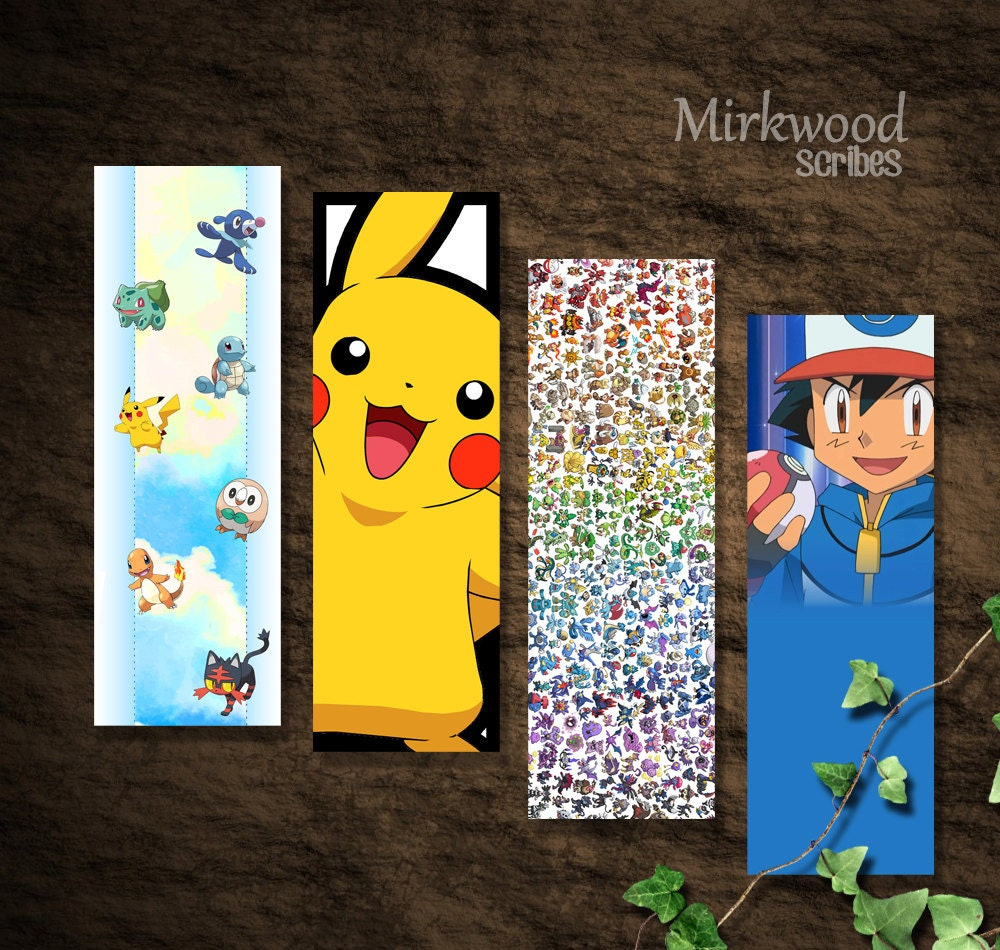 Pokemon Bookmarks Printable Set Of 4 Pokemon Bookmarks