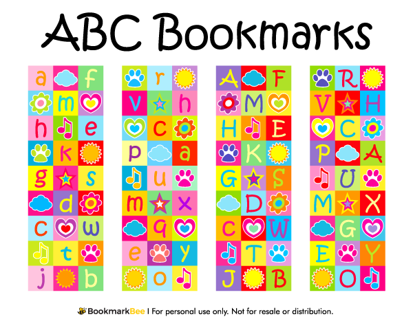 Printable ABC Bookmarks