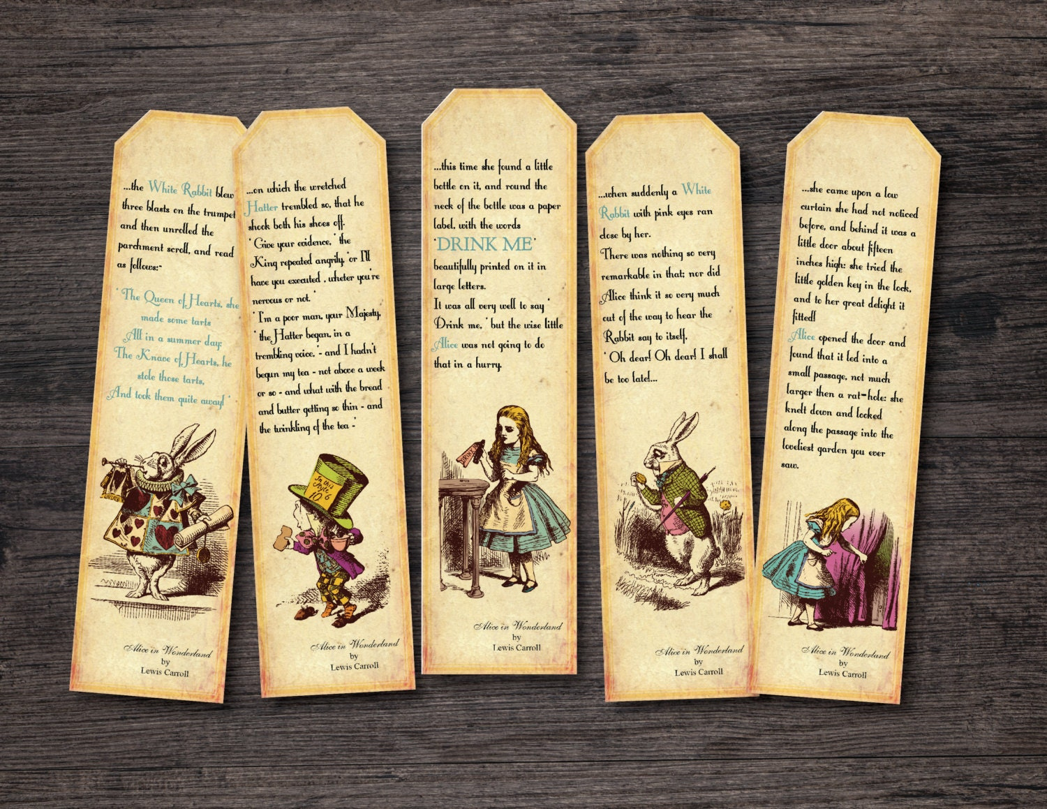 Printable Alice In Wonderland Bookmark Instant Digital
