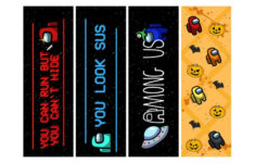 Printable Among Us Bookmark Halloween Set Of 4 For Among Us Etsy