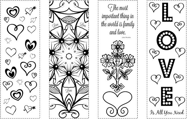 Printable Bookmarks Valentine s Day Coloring Bookmarks Valentines 