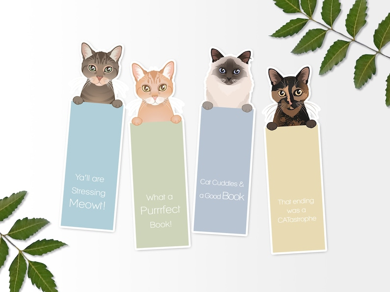 Printable Cat Bookmarks Printable Bookmark Digital Print Etsy