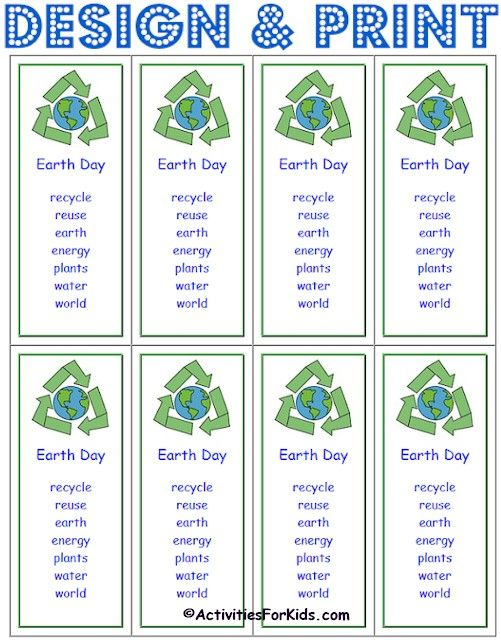 Printable Earth Day Bookmarks Activities For Kids Earth Day 