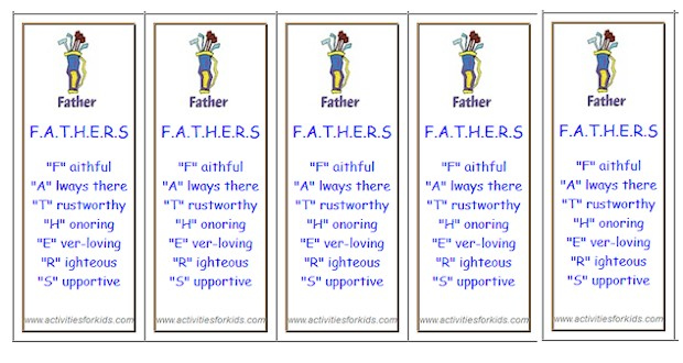 Printable Father s Day Bookmarks Easy Classroom Printout