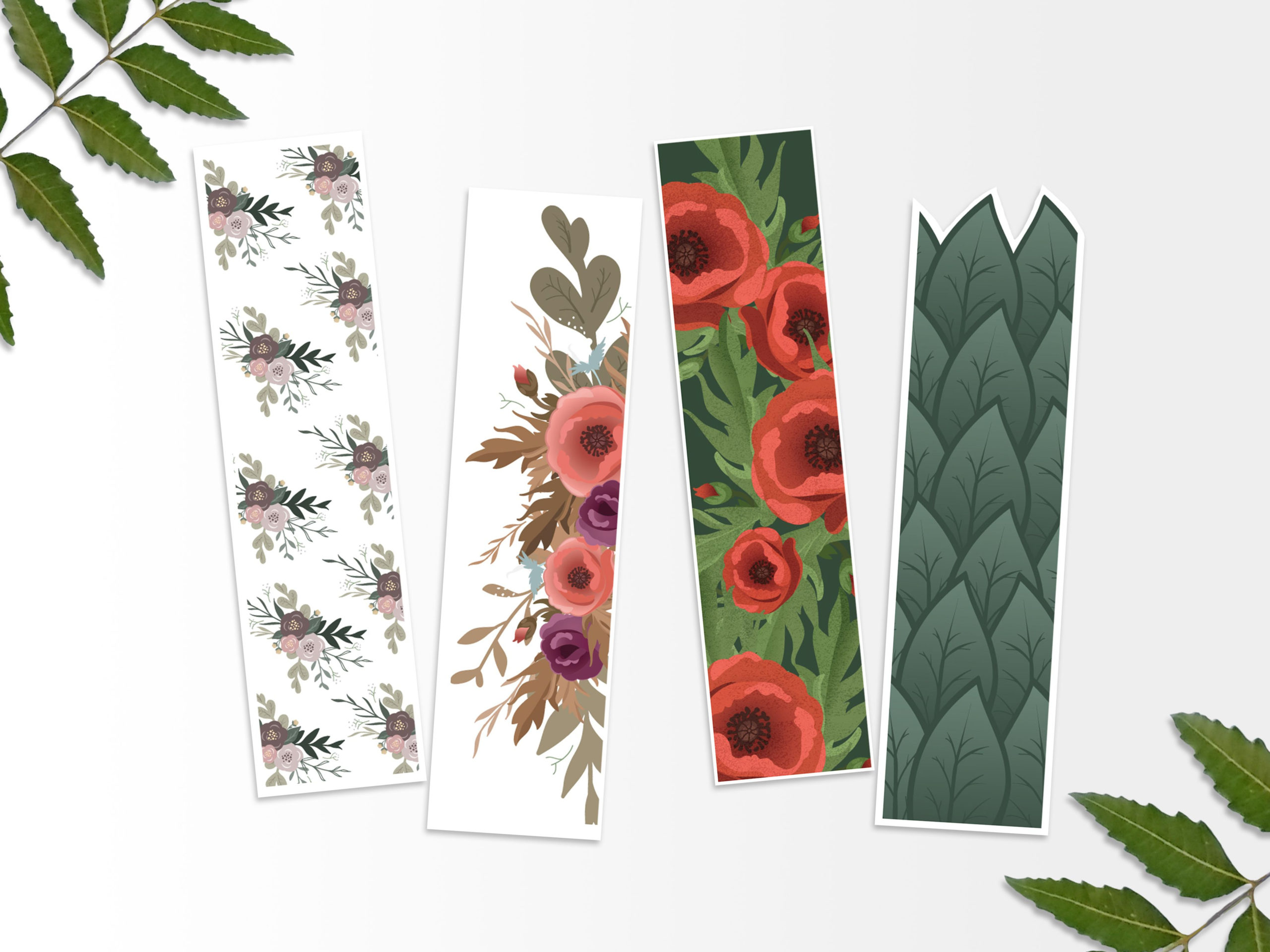Printable Flower Bookmarks Printable Spring Bookmark Digital Print 