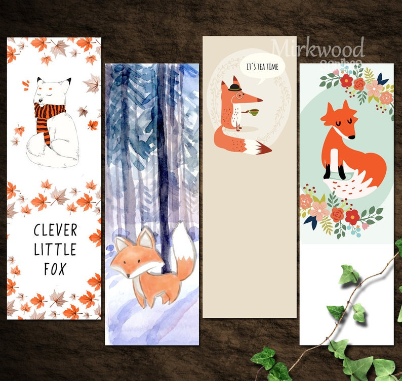 Printable Fox Bookmarks Cute Little Fox Instant Download Etsy