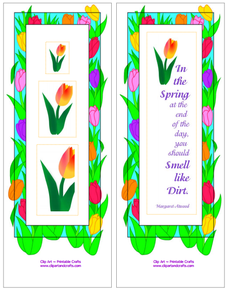 Printable Spring Tulips Bookmarks For Gardeners