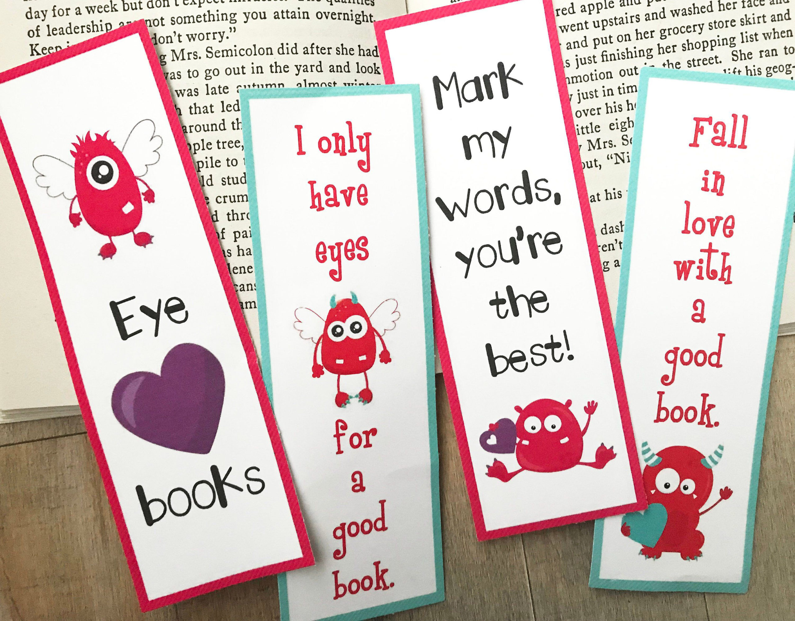 Printable Valentine Monster Bookmark For Kids Teacher Etsy 