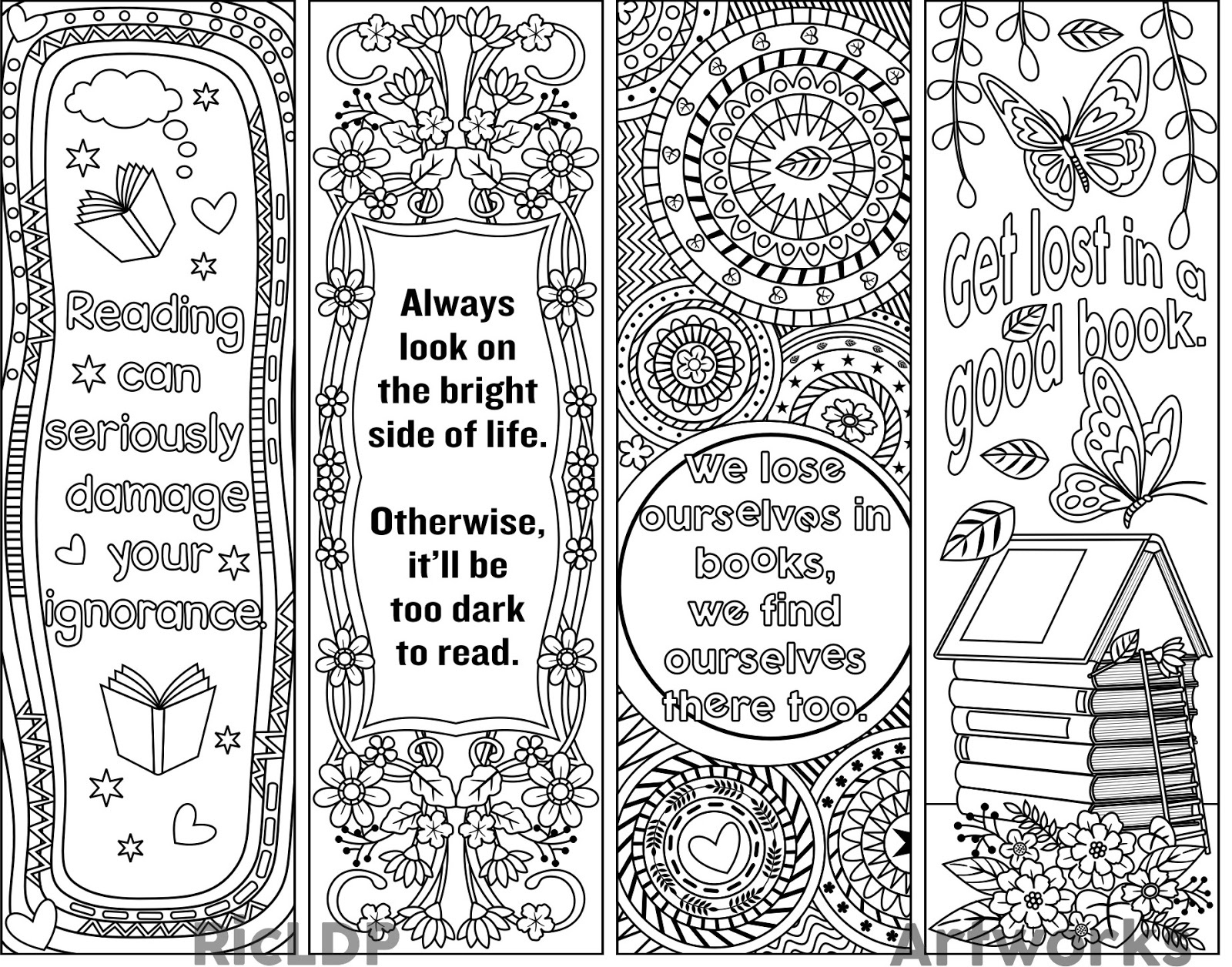 RicLDP Artworks Printable Coloring Bookmarks