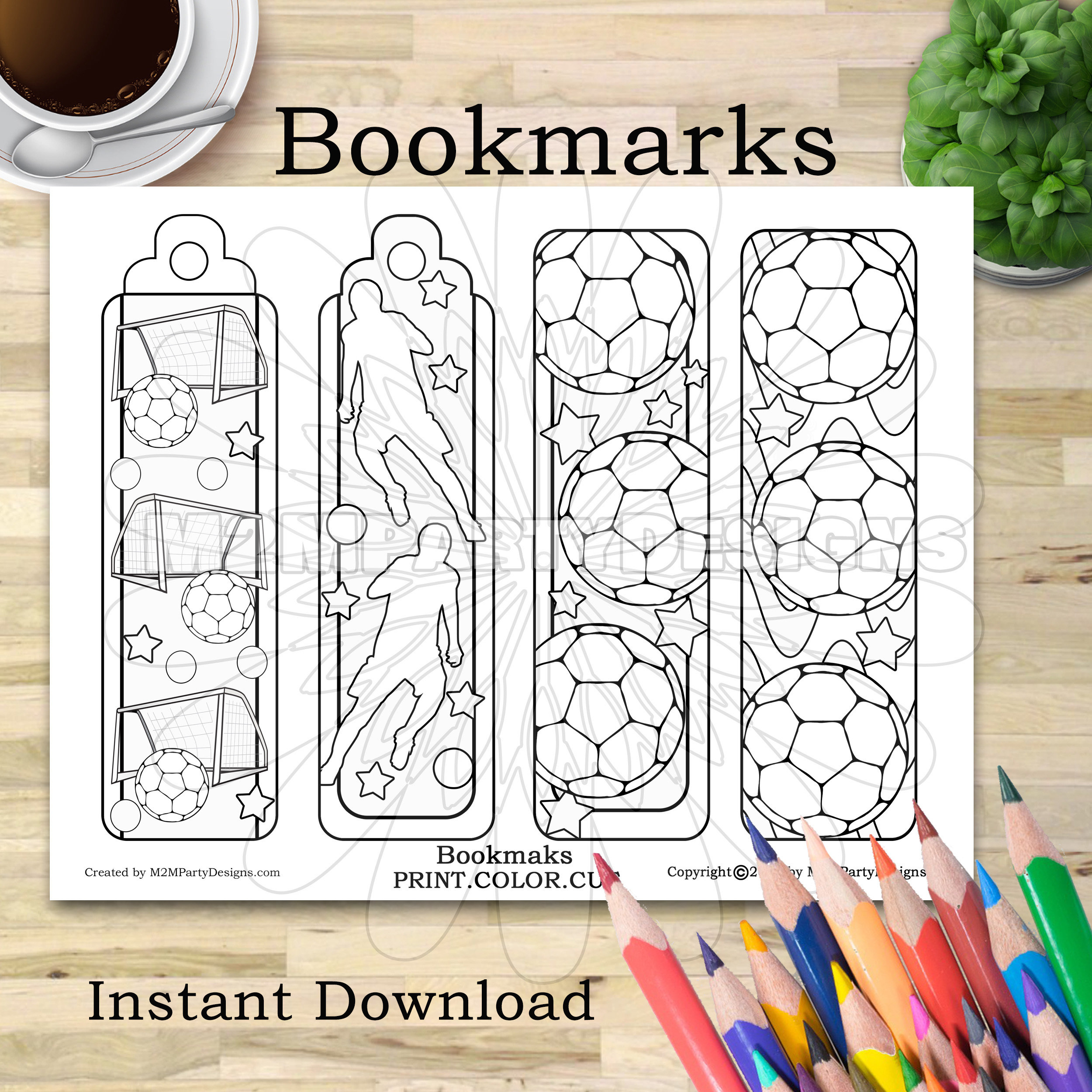 Soccer Bookmark Coloring Bookmarks Bookmark Football Coloring Etsy
