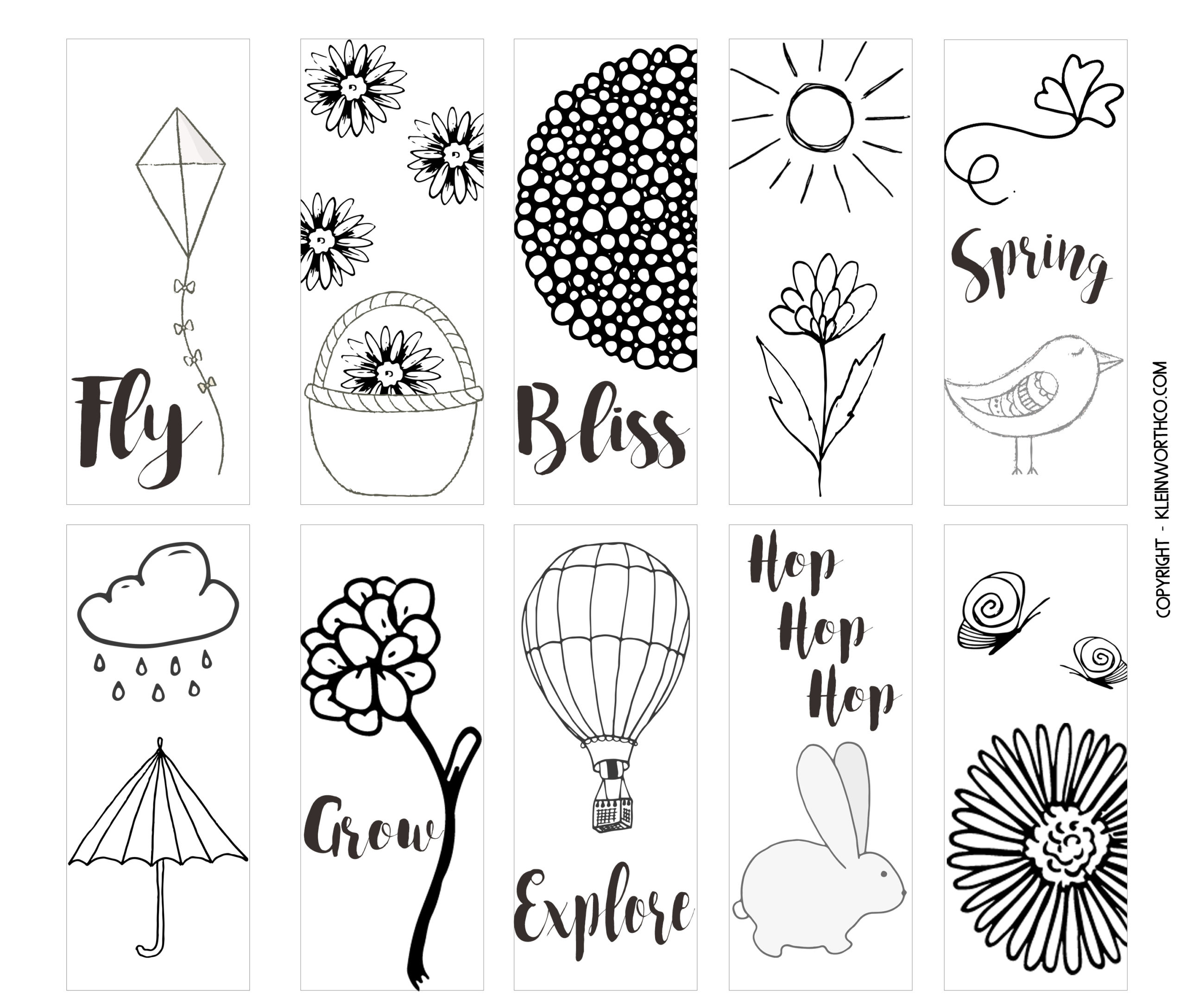 Spring Printable Coloring Page Bookmarks Kleinworth Co