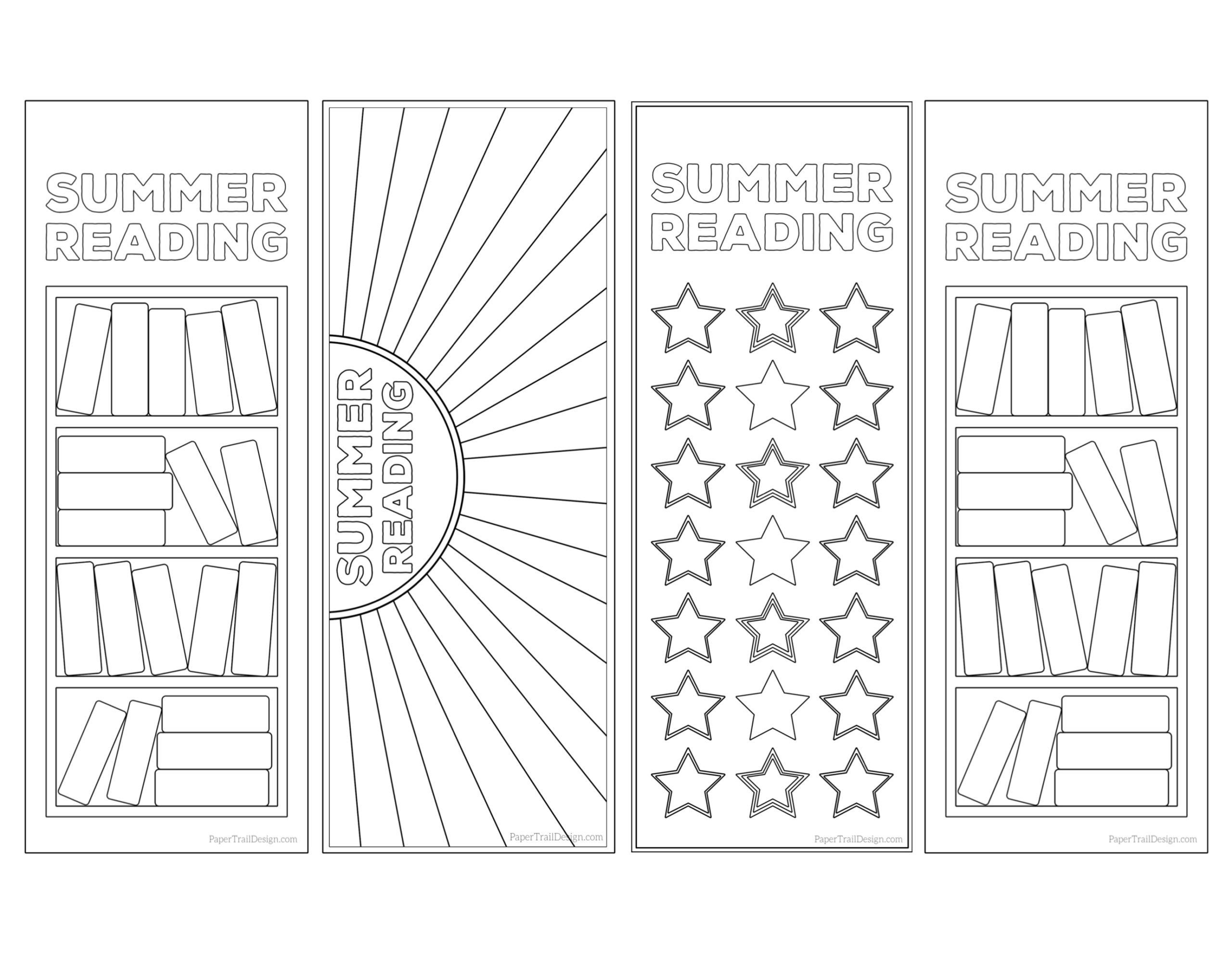 Summer Reading Log Bookmark Printable Tracker Paper Trail Design