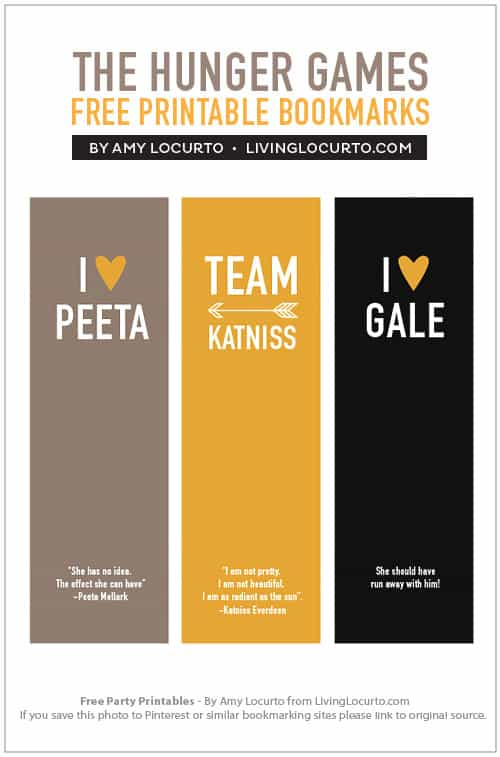 The Hunger Games Bookmarks Free Printable Living Locurto