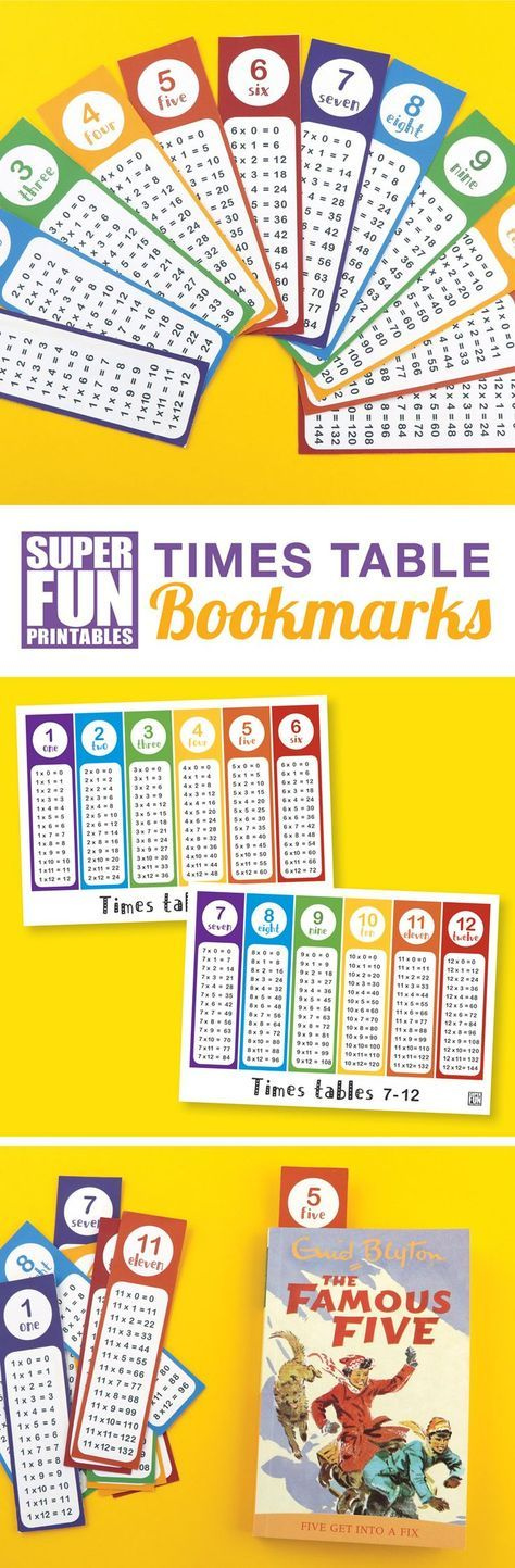 Times Table Bookmarks Times Tables Math For Kids How To Memorize Things