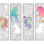 Unicorn Bookmarks PDF Zentangle Coloring Page Unicorn Coloring