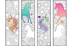 Unicorn Bookmarks PDF Zentangle Coloring Page Unicorn Coloring