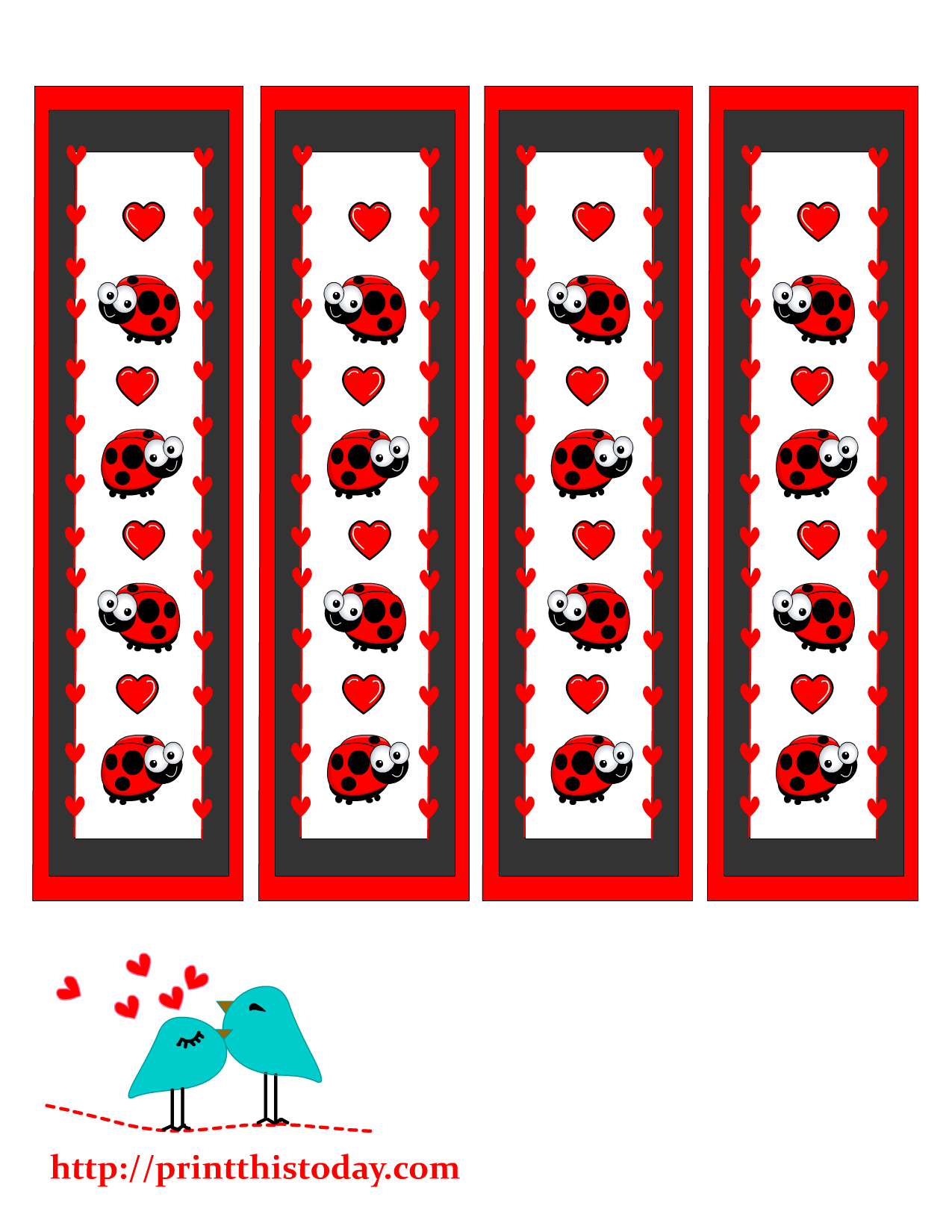 Valentine Bookmarks To Print