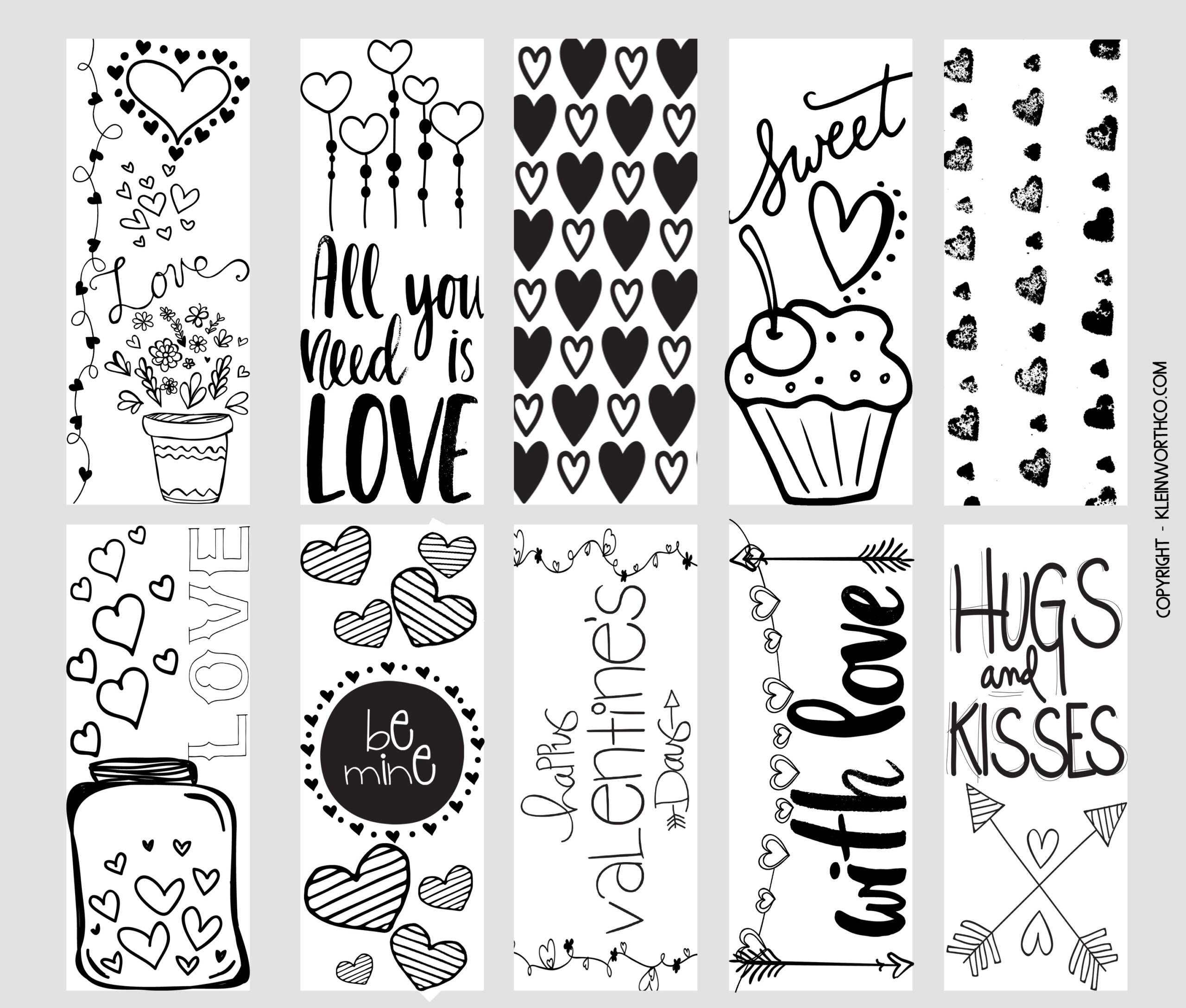 Valentine Printable Coloring Page Bookmarks Taste Of The Frontier