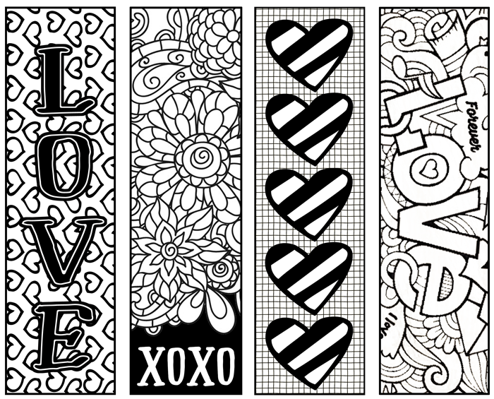 Valentine s Printable Bookmarks To Color Dessin Marque Page Marque 