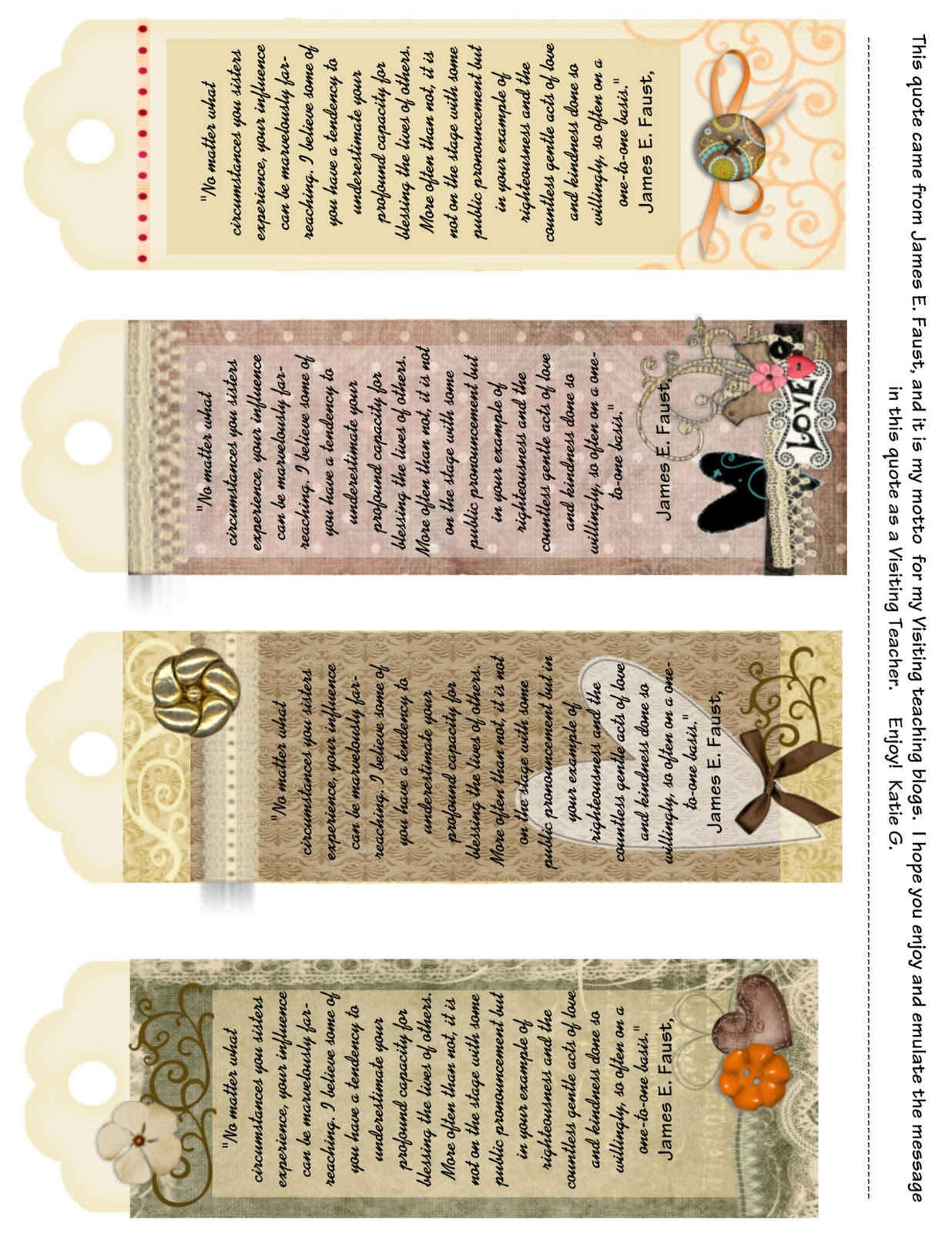 Visiting Teaching Surprise Visiting Teaching Motto Bookmark