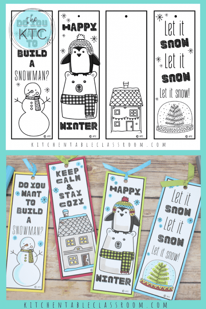 Winter Bookmarks To Print And Color The Kitchen Table Classroom