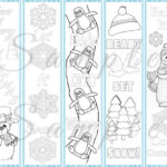Winter Coloring Bookmarks Bear Snowman Party Favor Reading Etsy